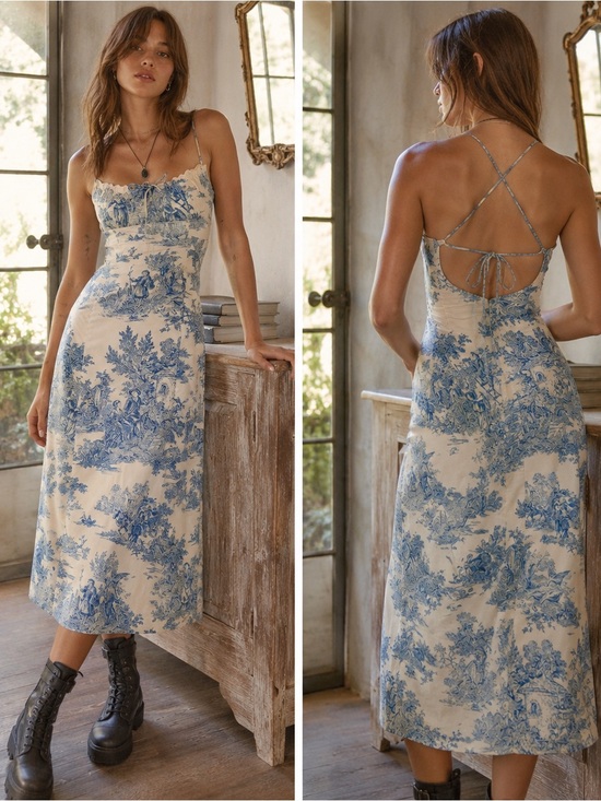 Urban Outfitters Dresses & Skirts - RARE Urban Outfitters April Toile Midi Slip Dress Euro Summer Sundress RUSH S